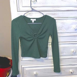 TOPSHOP forest green ribbed long sleeve